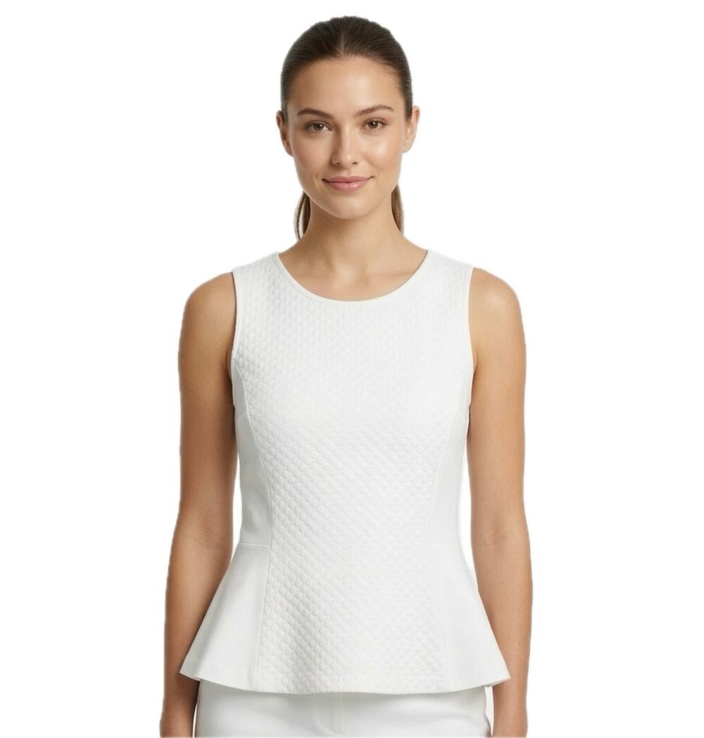 J. Crew White Peplum Sleeveless Top Blouse Size Extra Small